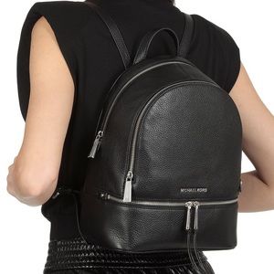 Michael Kors Rhea Medium Leather Backpack - Black